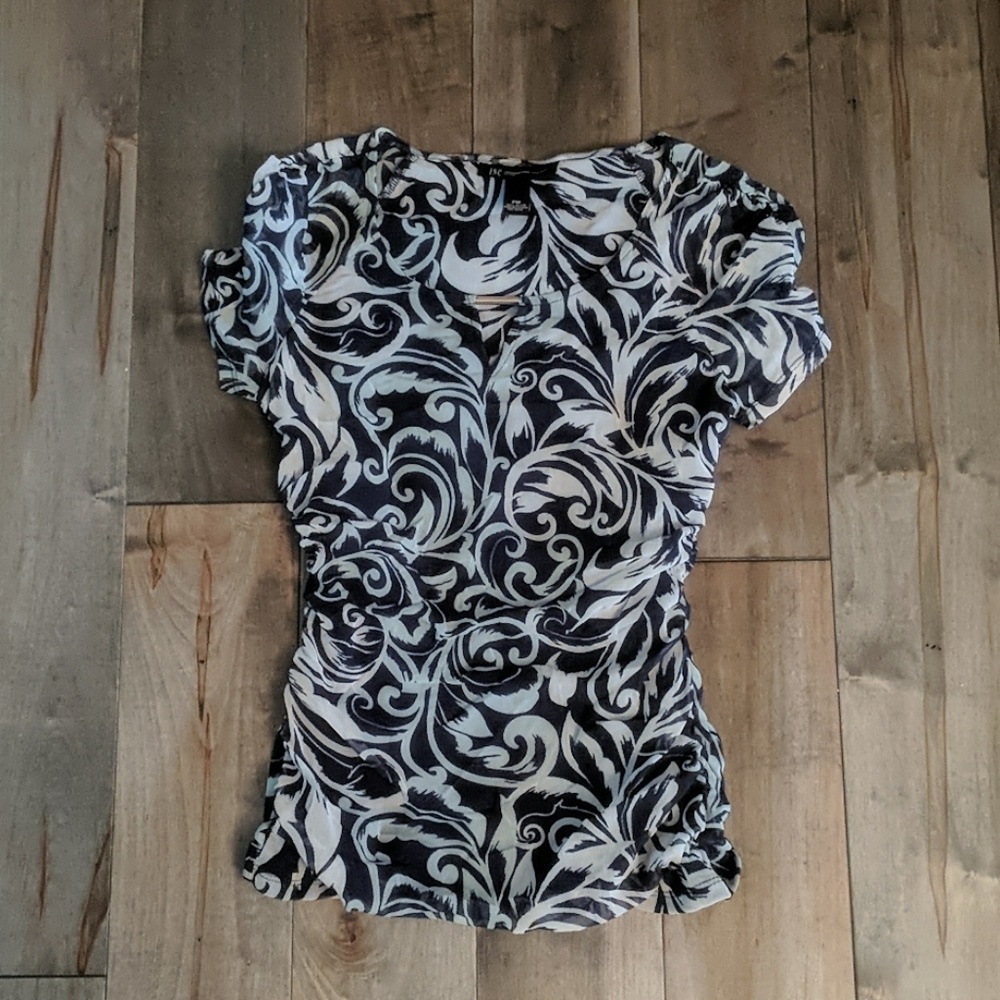 INC Navy and blue rouch top
